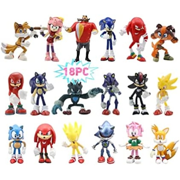 18 pcs Cartoon Character Toys Action & Toy Figures 2.4-3.1inch, Party Supplies Cake Toppers,Perfect Kids Gifts(with Box)