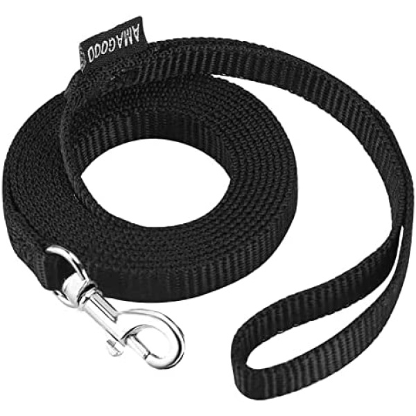 AMAGOOD 6 FT Cat Leash, Strong and Durable Traditional Style Leash with Easy to Use Collar Hook,Cat Lead Great for Cat(Black,3/8" x 6 Feet)