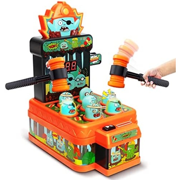 Arcade Game Toys for Ages 3 4 5 6 7 8 9+ Year Old, Whack Game Mole, Mini Electronic Interactive Hammering & Pounding Mole Toys, Gift Idea for Baby Toddler Kids Girls Boys, Cartoon Zombie Style Fun Toy