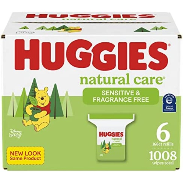 Baby Wipes, Huggies Natural Care Sensitive, UNSCENTED, Hypoallergenic, 6 Refill Packs, 1008 Count