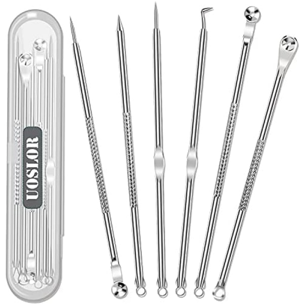 Blackhead Remover Tools, Pimple Popper Kits, Comedone Ance Extractor, Whitehead Removal, Esthetician Supplies, Zit Face Skin Care Tools, 6PCS Dual Ended