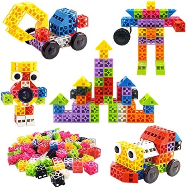 Building Blocks Toys 148 PCS Creative Educational Playset Colorful Preschoolers Developmental Toys Learning Construction Toys for 3 4 5 6 7+ Year Old Boys Girls Kids Child Toddlers Gifts