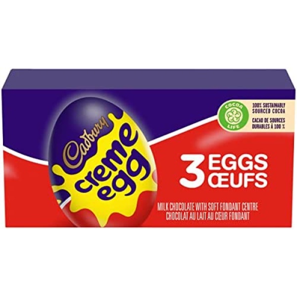 Cadbury Creme Eggs Milk Chocolate with Soft Fondant Centre Candy (3 Pieces, 102 g)