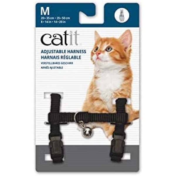 Catit Nylon Adjustable Cat Harness, Medium, Black