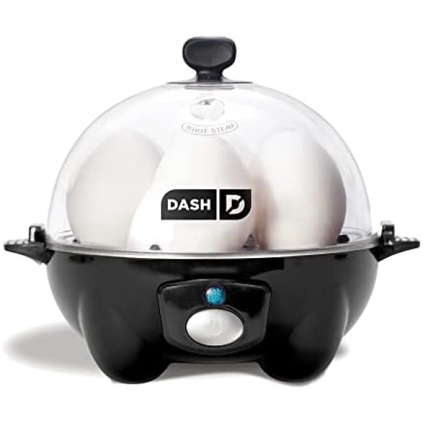 DASH Rapid 6 Capacity Electric Cooker for Hard Boiled, Poached, Scrambled Eggs, or Omelets with Auto Shut Off Feature, One Size, Black