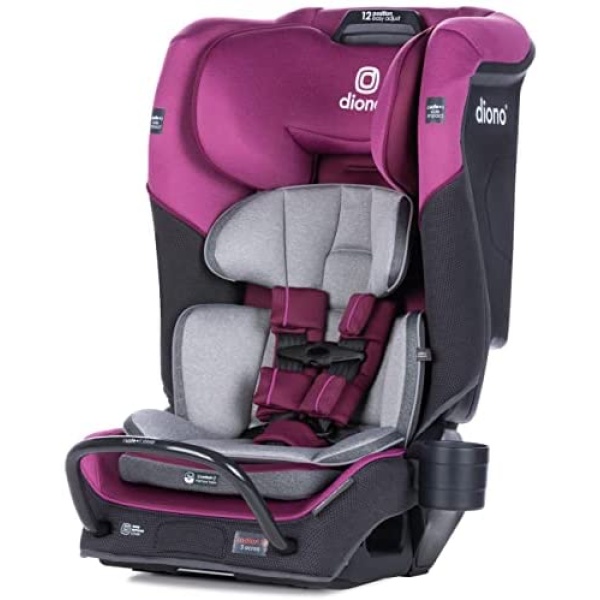 Diono Radian 3QX 4-in-1 Rear & Forward Facing Convertible Car Seat, Safe+ Engineering 3 Stage Infant Protection, 10 Years 1 Car Seat, Ultimate Protection, Slim Fit 3 Across, Purple Plum