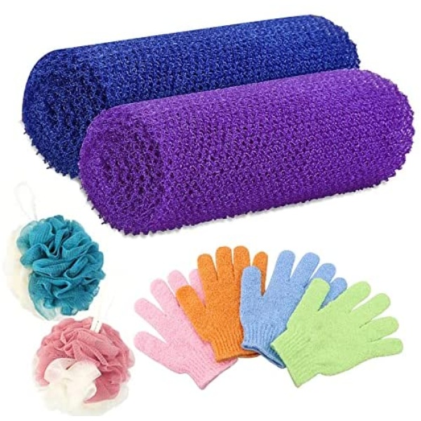 EPDPLAY 8 PCS African Net Long Bath Sponge Exfoliating Shower Gloves, Back Scrubber Skin Smoother,Bath Cleaning Loofah for and BathPerfect Beauty Bathing Accessories(Random Color). color Piece Set