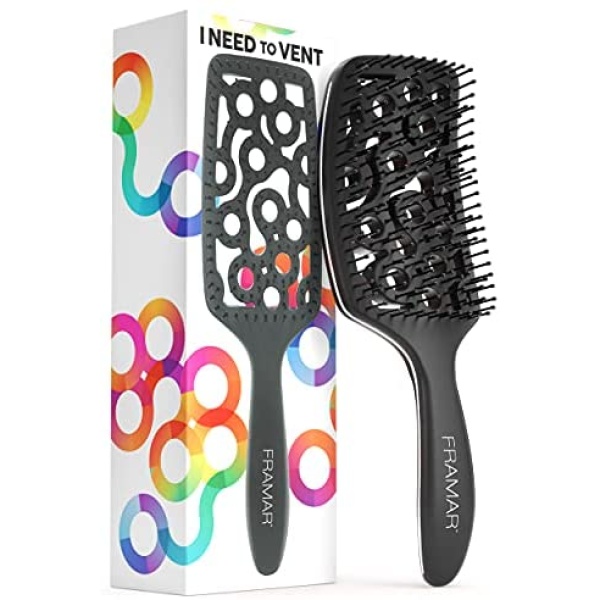 FRAMAR Professional Wet Hair Brush - Vented Hair Brush For Women, Curved Hair Detangler Brush, Blow Dry Brush, Hair Brush Dryer, Brosse a Cheveux, Curly Hair Brush Hair Dryer, Detangling Hair Brush