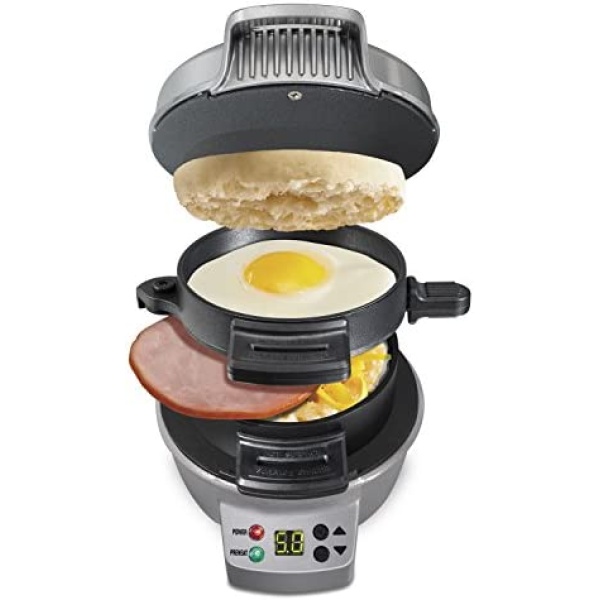 Hamilton-beach 25478rc Breakfast Sandwich Maker with Timer, Silver, 25478rc, Single W/ Timer