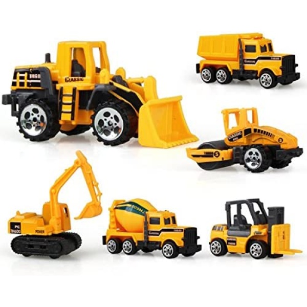 Jenilily Alloy Construction Engineering Truck Models Mini Pocket Size Play Vehicles Cars Toy, Early Educational Toy for Kids Toddlers Boys Gift (6Pcs Set)