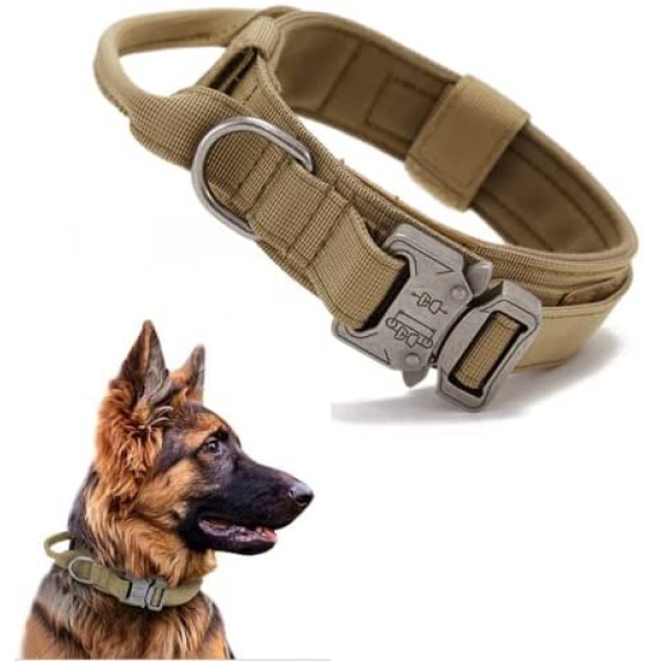 Pet Dog Collar Military Dog Collar Adjustable Nylon Dog Collar Heavy Metal Buckle Handle Suitable for Small, Medium and Large Dogs