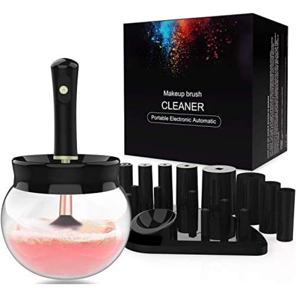 Premium Makeup Brush Cleaner Dryer Super-Fast Electric Brush Cleaner Machine Automatic Brush Cleaner Spinner Makeup Brush Tools (Black Makeup Brush Cleaners)