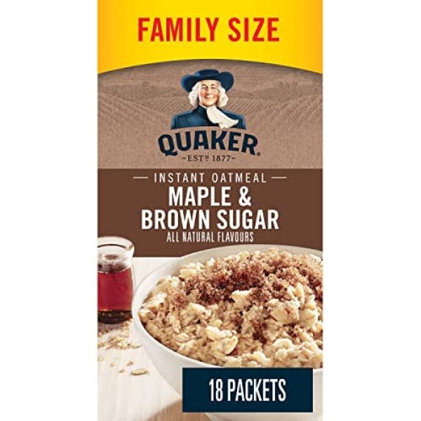 QUAKER Maple & Brown Sugar Family Pack Instant Oatmeal (18 Packets x 43 g), 774 g