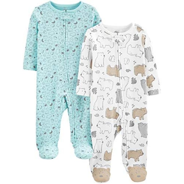 Simple Joys by Carter's Baby-Girls Neutral 2-Pack Cotton Footed Sleep and Play