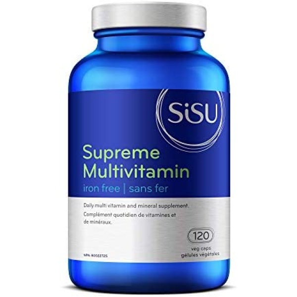 Sisu - Supreme Multivitamin Without Iron - Daily multivitamin and mineral supplement with high potency B vitamins to help with daily stress, and immune-boosting Ester-C - 120 Vegetarian Capsules