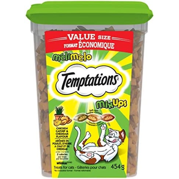 Temptations Mix-Ups Cat Treats, Catnip (Chicken, Catnip & Cheddar Flavour), 454g Tub