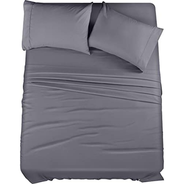 Utopia Bedding Bed Sheet Set - 4 Piece Queen Bedding - Soft Brushed Microfiber Fabric - Shrinkage & Fade Resistant - Easy Care (Queen, Grey)