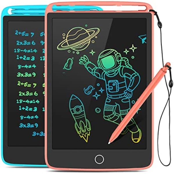 2 Pack LCD Writing Tablet, TECJOE Colorful Doodle Board Electronic Writing Drawing Board for Kids, Learning Toys Gifts for 3-6 Years Old Boys and Girls, 8.5 Inch (Blue and Pink)