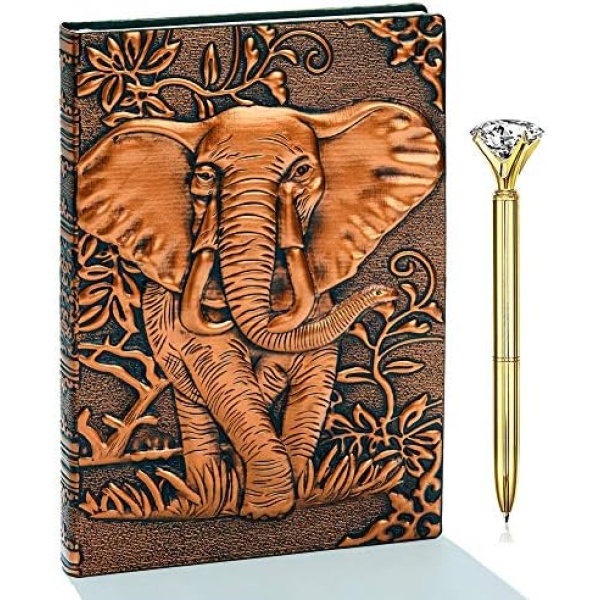 3D Embossed Vintage Journal + Pen Set，PU Leather Writing Journal Notebook,A5,200Pages,Antique Handmade Personal Organizers Daily Planner,Travel Diary Notebooks to Write in,Gift For Men Women