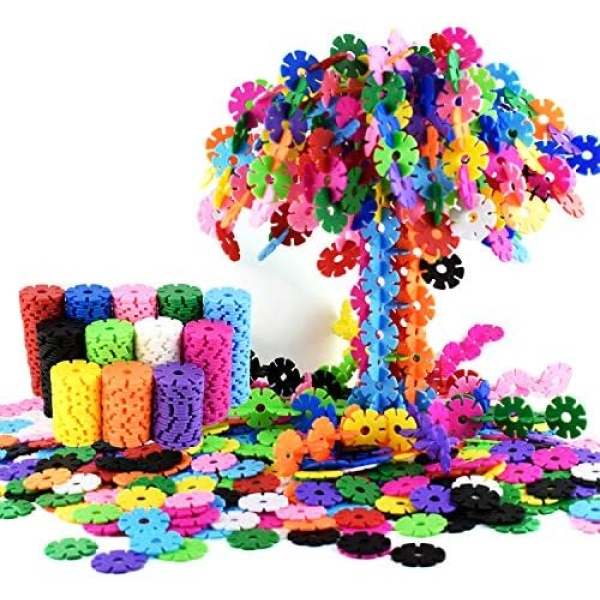 600 Rainbow Building Discs | Educational Brain Building Toy Interlocking Plastic Construction Connect Set Promotes Fine Motor Skills Development for Girls Boys Kids