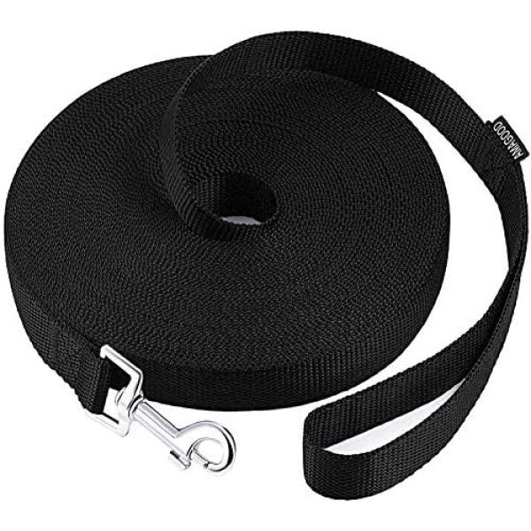 AMAGOOD Dog/Puppy Obedience Recall Training Agility Lead-15 ft 20 ft 30 ft 50 ft Long Leash-for Dog Training,Tie Out,Play,Safety,Camping (15 feet, Black)