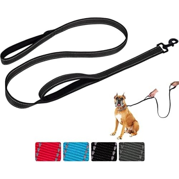 Aepeasti Dog Leash for Medium to Large Dogs with Two Padded Handles 5FT/6FT, Double Handle Dog Leash, Reflective Training Lead, Durable Traffic Leashes