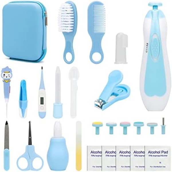 Baby Healthcare and Grooming Kit Baby Electric Nail Trimmer Set Nursery Care Kit, Toddler Nail Clippers, Medicine Dispenser, Infant Comb, Brush, etc. Baby Care Products