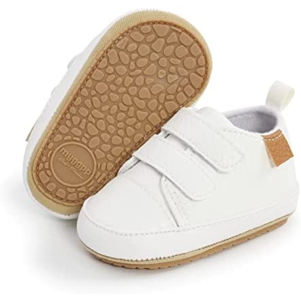 Baby Shoes 0-18Months Infant Toddler Boys Girls Sneakers Anti-Slip Sole Baby Walking Shoes Lace-up Canvas Sneakers Soft PU Leather Moccasins Shoes Fashion Casual Pre-Walkers