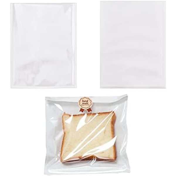 Bakery Bags with Window 100PCS Kraft Paper Sandwich Bags Brown Paper Treat Bags Small Waxed Flat Favor Bags Donut Bags Toast bags Bag Candy Cookie Snack Packing Treat Bags Grease Resistant Bags for Bakery Sandwich Homemade Bread (8X10inch, White)