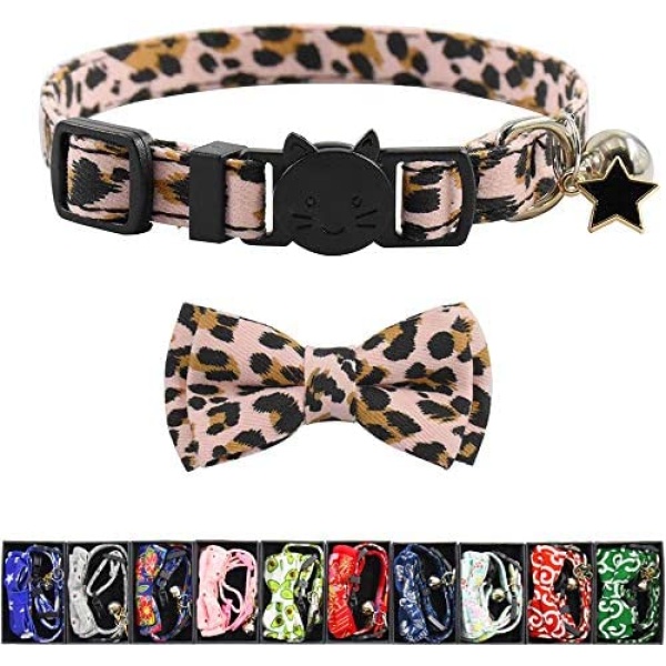 Bowtie Cat Collars Breakaway with Bell, Adjustable Cute Kitty Collars Safety Buckle Kitten Collar for Cat Puppy 7.5-11in (15)