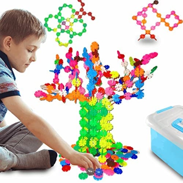 Building Blocks 400 Piece Interlocking Plastic Disc Set - Creative and Educational Toys Building Flakes Montessori Toys - A Great Stem Toy for Both Boys and Girls(Over 3 Year Old)