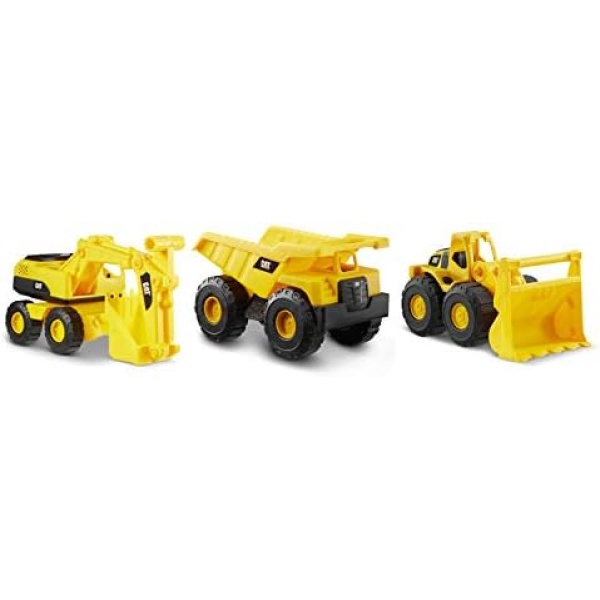 Cat Construction 7" Dump Truck, Loader & Excavator Toys Combo Pack Yellow