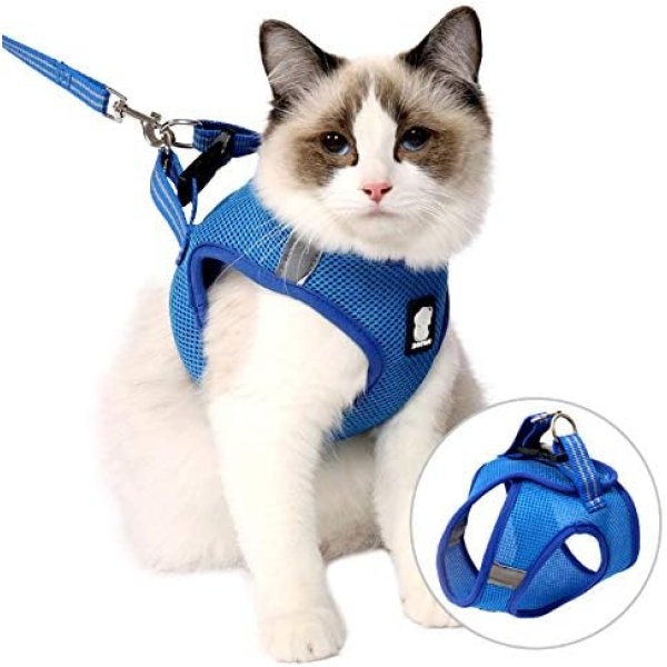 Cat Harness Leash Straps Soft and Comfortable Cat Walking Jacket with Running Cushioning and Escape Proof for Puppies with Cationic Fabric