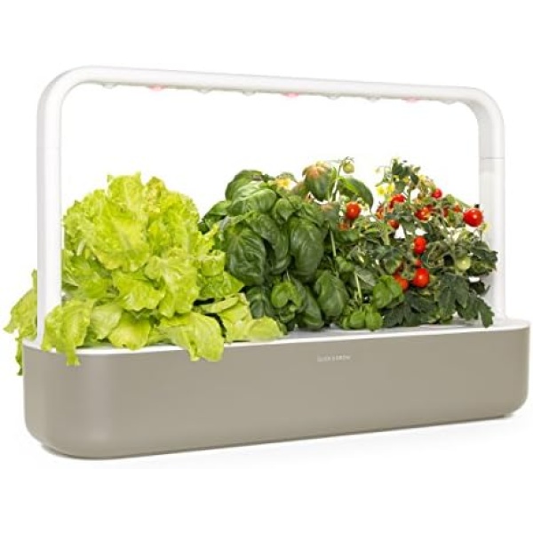 Click and Grow Smart Garden 9 Indoor Gardening Kit (Includes 3 Mini Tomato, 3 Basil and 3 Green Lettuce Plant pods), Beige