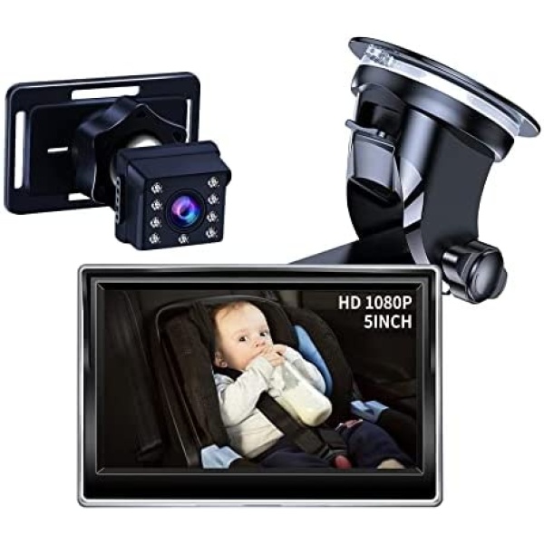 Cuplu Baby Car Mirror Camera 1080P , Adjustable Baby Car Seat Mirror Night Vision Baby Car Camera with Wide Crystal Clear View