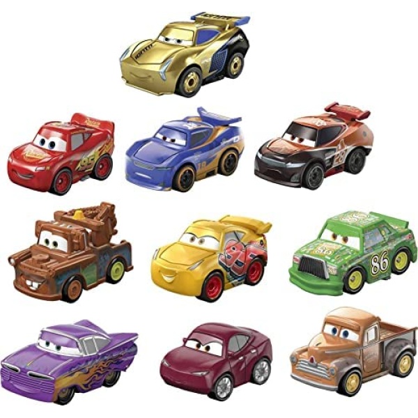 Disney Pixar Cars Mini Racers Derby Racers Series 10-Pack, Small metal movie vehicles for competition and story play, wide character variety, authentic details