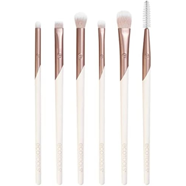 EcoTools Luxe Exquisite Professional Eye Makeup Brush Kit, For Eyeshadow, Eyeliner, and Brow Makeup, Eyeshadow Brush Set, Eco-Friendly Makeup Tools, 6 Piece Set