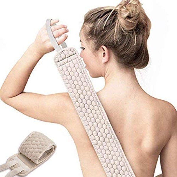 Exfoliating Back Scrubber for Shower Back Washer for Shower for Men and Women Deep Clean Sportout Shower Loofah（32'' Length 3.5'' Width）