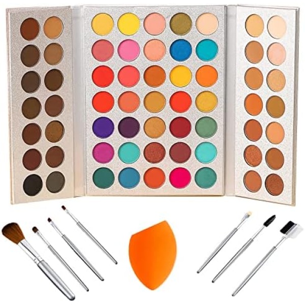 Eyeshadow Palette, Matte and Shimmer Make Up Eyeshadow Makeup Palette,Pigmented Eye Makeup Metallic Natural Eye Shadows Pallet Cosmetics Long Last Waterproof (Gorgeous Me-63 Colors)