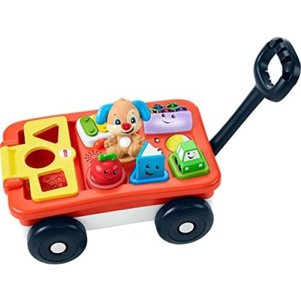 Fisher-Price Laugh & Learn Pull & Play Learning Wagon, Pull-Toy Wagon with Music, Lights, and Learning Songs for Babies & Toddlers Ages 6-36 Months