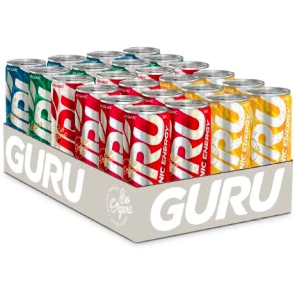 GURU Organic Energy Drink | Variety Pack 355ml | Feel Great and Stay Focused Longer with Plant-Based Energy, Natural & Organic Ingredients, Low Calories, and Great Taste | (Pack of 24)…