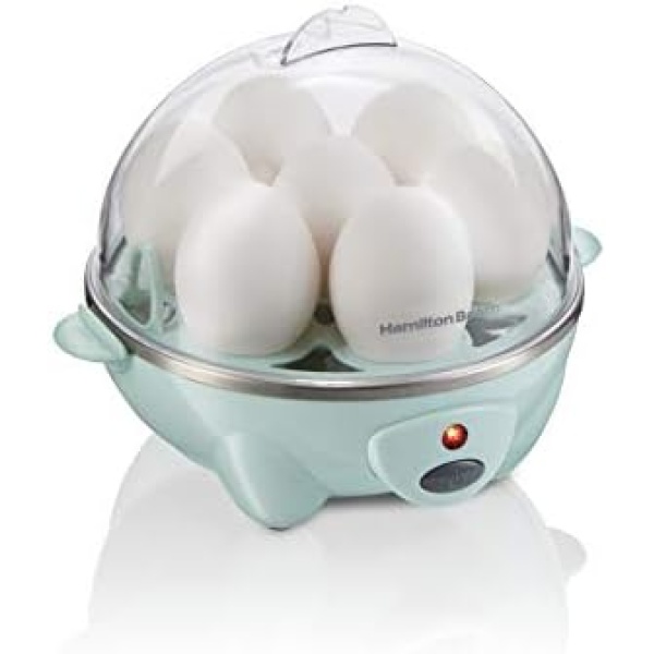 Hamilton Beach 25504 3-in-1 Electric Hard Boiled Egg Cooker Poacher & Omelet Maker, Makes 7, Mint, 300W