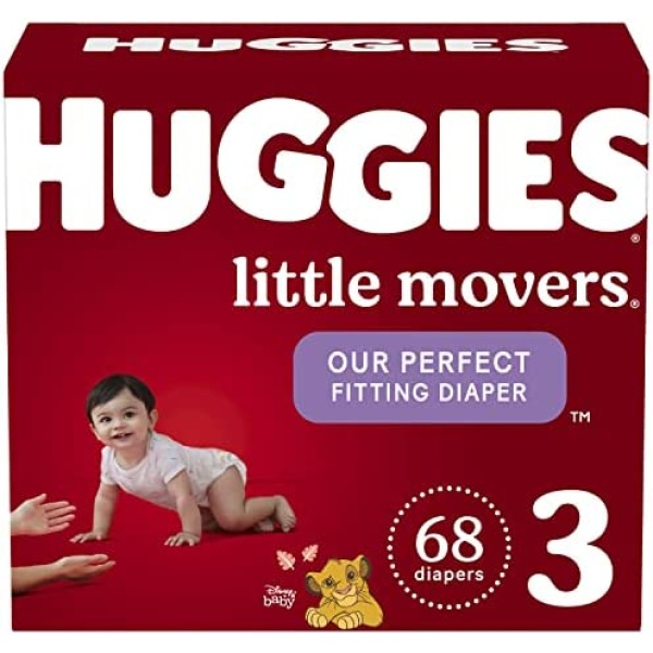 Huggies Little Movers Baby Diapers, Size 3, Giga Pack, 68ct