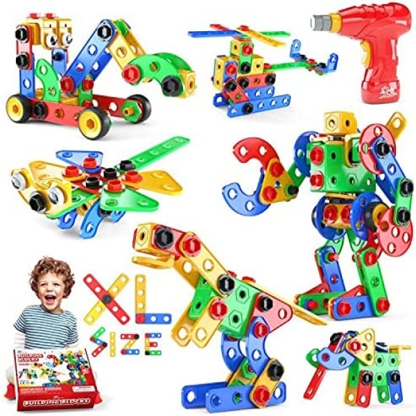 Jasonwell STEM Toys Building Blocks - 168 PCS Educational Construction Tiles Set Engineering Kit Creative Activities Games Learning Gift for Toddlers Kids Ages 3 4 5 6 7 8 9 10 Year Old Boys Girls