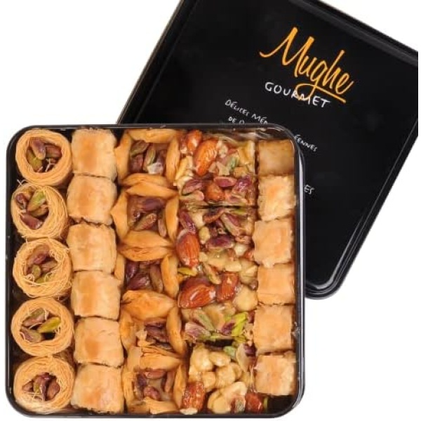 Luxury Turkish Baklava Assortment Pistachio Gift Box 800 gr. ℮ Two Layer Bitesize 52 pc Assorted Bakery Baklawa Pastry Delights, Mix Gourmet Sweets 27 oz.