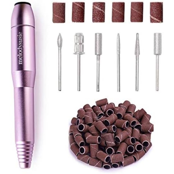 MelodySusie Portable Electric Nail Drill, Compact Efile Electrical Professional Nail File Kit for Acrylic, Gel Nails, Manicure Pedicure Polishing Shape Tools Design for Home Salon Use, Purple