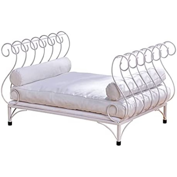 Metal Frame Pet Bed, Middle Animal Light Weight Furniture Detachable Dog Bed with Velvet Mattress