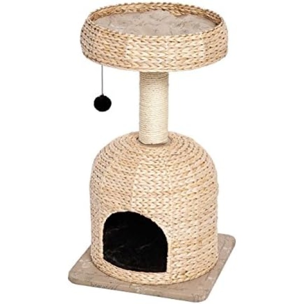 MidWest Homes for Pets Cat Tree |Scout Cat Furniture Cat Activity Tree w/Sisal Wrapped Support Scratching Posts & Dangle Play Balls, Woven Rattan & Script Small Cat Tree