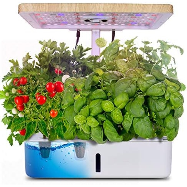 Moistenland Hydroponics Growing System,Indoor Garden,Herb Garden Indoor Kit,with 12 Pods/Water Circulatory System/Growth LED Lights/Vegetable Mode & Fruit Mode/Ideal Gift