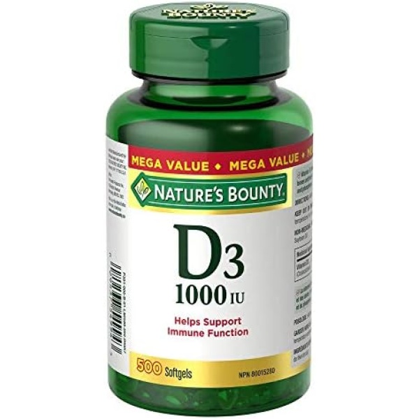 Nature's Bounty Vitamin D3 Pills and Supplement, Helps Support Immune Function, 1000iu, 500 Softgels